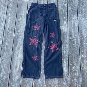 Hot Topic Black & Red Swirl Star Skater Pants